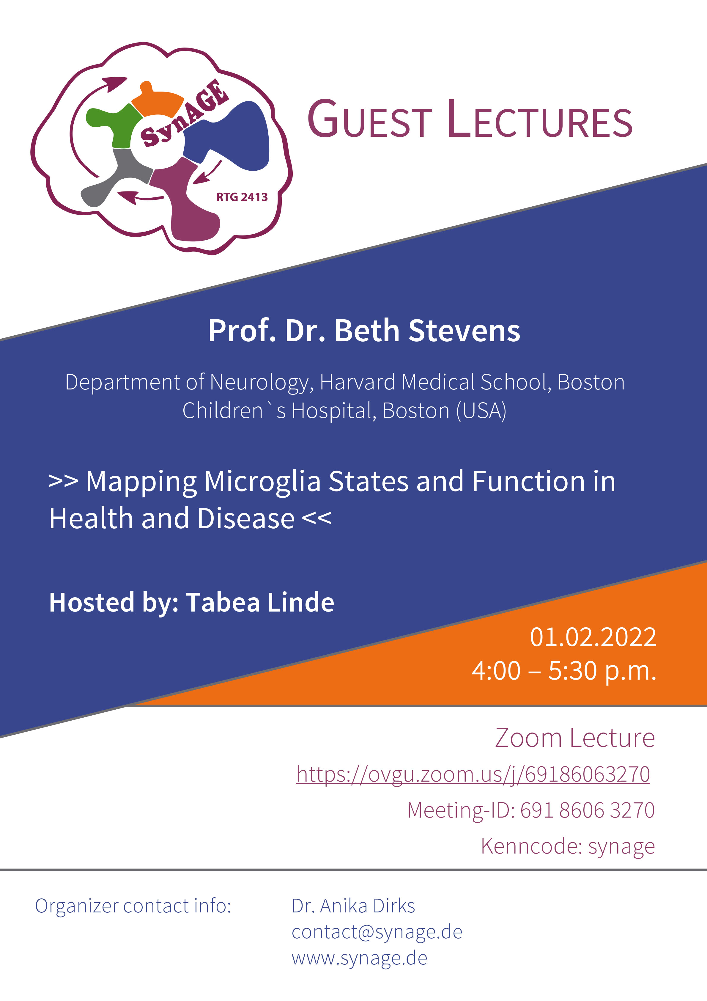 RTG 2413 Guest Lecture: Mapping Microglia States and Function in Health and Disease @ online
