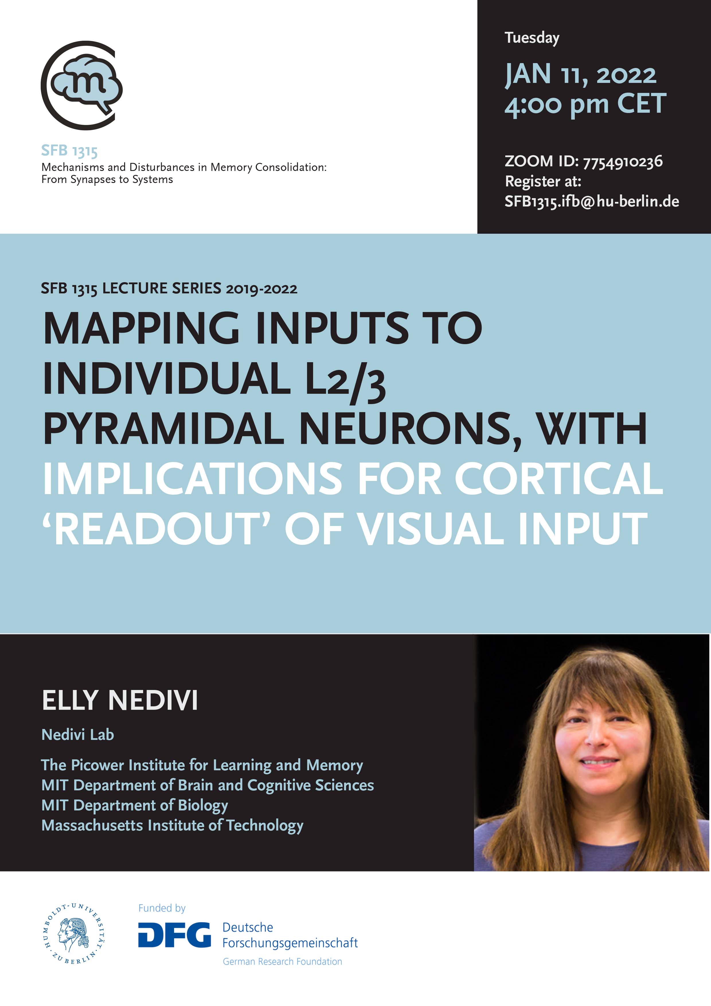 CRC 1315 Lecture: Mapping inputs to individual L2/3 pyramidal neurons, with implications for cortical ‘read out’ of visual input @ online